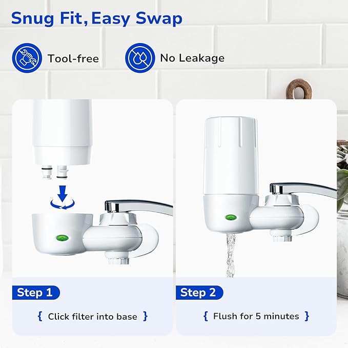 Fil-Fresh 2-Pack Faucet Filter Replacement for Brita® Faucet Water Filter FR-200,FF-100, Brita® 36311 On Tap Faucet Filter System, NSF Certified to Reduce Chlorine, BPA-Free, White