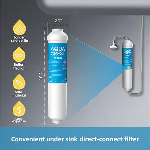 AQUA CREST 5KDC Under Sink Water Filter System, Direct Connect Under Sink Water Filter, Reduces PFAS, PFOA/PFOS, Chlorine, NSF/ANSI Tested 5K Gallons Ultra High Capacity