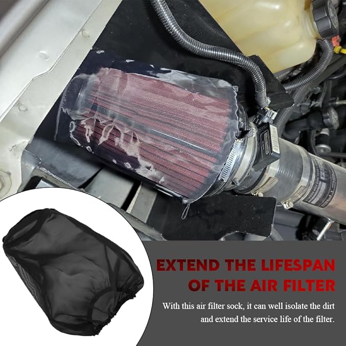 Air Filter Cover for Car Cold Air Intake Filter Cover Wrap Dustproof, Air Filter Cleaner Kits, Air Intake Filter Sock Cover for Harley Touring Universal for High Flow Air Intake Filters (Large)