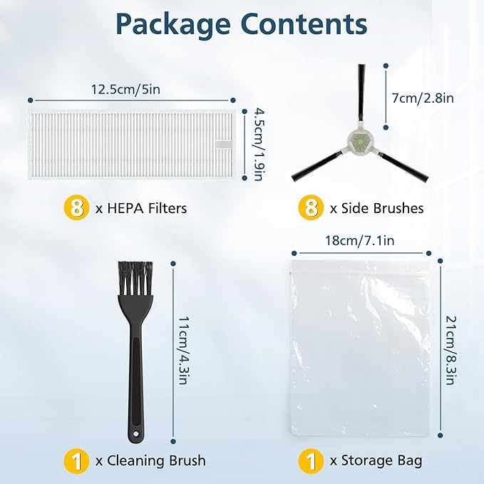 16 Pack Filter Replacement Parts for 𝗟𝗲𝗳𝗮𝗻𝘁 𝗠𝟮𝟭𝟬, for 𝗢𝗞𝗣 𝗟𝗶𝗳𝗲 𝗞𝟮 𝗞𝟯 𝗞𝟯𝗔 𝗞𝟰 𝗞𝟱 Robot Vacuum, with HEPA Filter Size 5.0 * 1.9 Inch (NOT FOR M210 Pro)