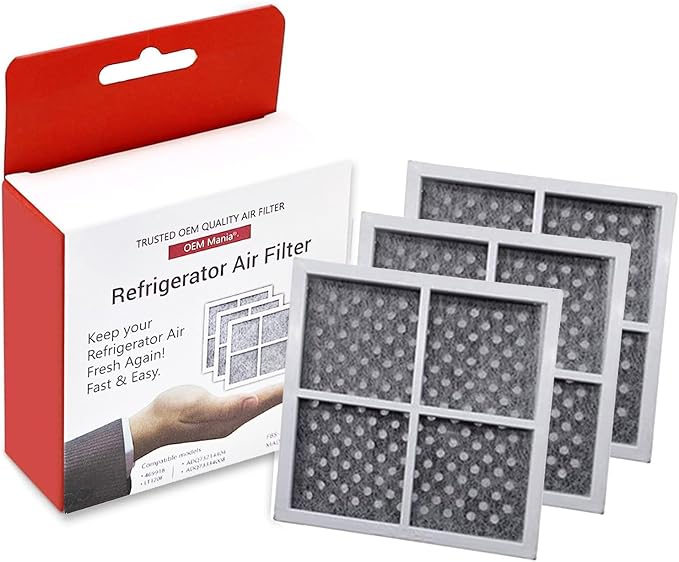 LT120F Perfect Fit No Carbon Powder 3 Pack Air Filter, 6 Month Replacement Fridge Fresh Air System - Compatible Models: LG LT120F, Kenmore Elite 469918, ADQ73214404