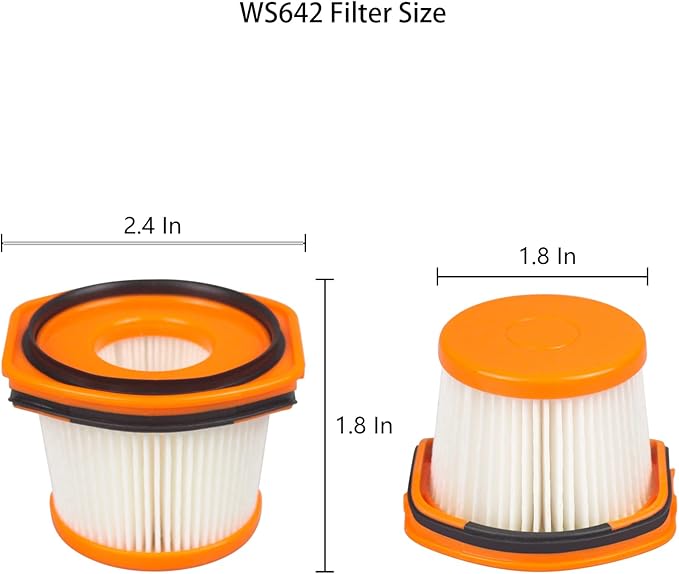 (4 Pack) WS642 Filter Replacement Vacuum Filter for Shark Wandvac System WS630 WS620 WS642 WS632 WS632BLBRN WS632GDBRN Replace to Part # XFFWV360