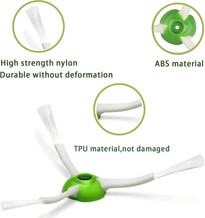 Vacuum Replacement Parts for iRobot Roomba Combo i3, i3+, i5, i5+, i8, i8+, j5, j5+ models, 1 set Rubber Roller, 3 Reusable Mopping Pads, 3 HEPA Filters and 3 Edge-Sweeping Brushes