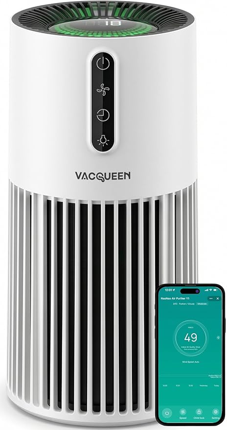 Smart Air Purifiers for Bedroom Home Pets, Timer and Alexa Control, Cover 1800 Ft² with PM2.5 Monitor, WiFi HEPA Air Purifier with Sleep Mode, Washable Filter Air Cleaner for Odors Smoke Dust