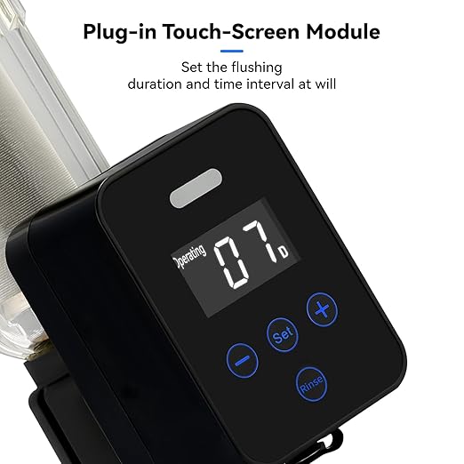 Solimeta Spin Down Sediment Water Filter: 50/100 Micron Precision, Plug - in with Touch - Screen Auto Flushing, Brass Top Clear Housing & Reusable, Plug-in Use Only
