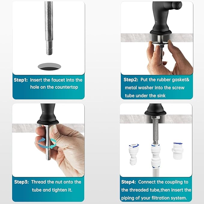 Delle Rosa Drinking Water Faucet, Stainless Steel Kitchen Water Filter Faucet, Commercial Water Filtration Faucet for Under Sink Water Filter System, Oil Rubbed Bronze Non-Air Gap RO Faucets