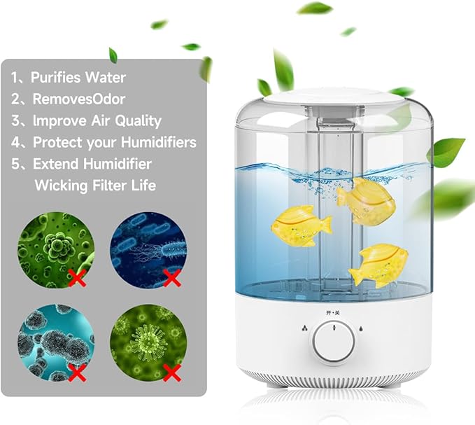 Humidifier Tank Cleaner, Raipoment 10PCS Universal Humidifier filters fish Compatible with Drop,Droplet, Warm&Cool Mist Humidifiers,Fish Tank[Keep The Water (Fish-yellow)