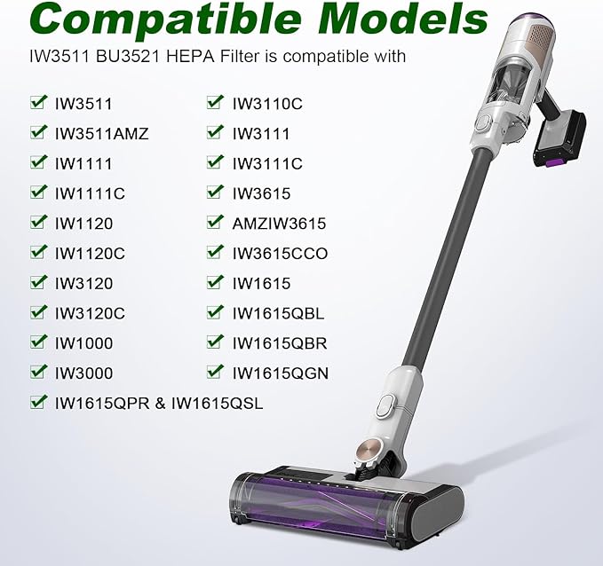 IW3511 BU3521 Filters For Shark IW3511 IW1111 IW1120 Detect Pro Lightweight Cordless Stick Vacuum Cleaner and Shark BU3523 Clean Empty Portable Handheld Vacuum,2 HEPA Filter + 2 Pre-motor Dust Filter