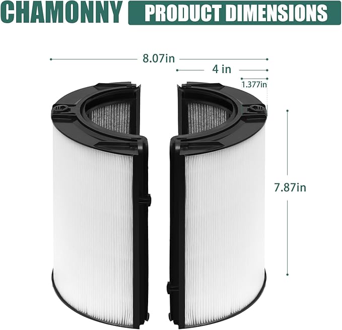 360° Combi Glass True HEPA + Carbon TP07 Filter, Compatible with Dyson TP07 TP10 TP06 HP06 TP04 HP04 PH02 PH01 PH03 PH04 HP09 TP09 HP07 HP10 Air Purifier, Part No. 970341-01, 2Pack