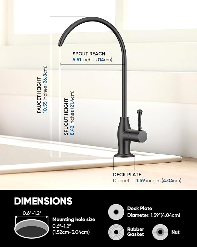 WEWE Vintage Drinking Water Faucet, Lead-Free Stainless Steel Kitchen Water Filter Faucet for Reverse Osmosis System, Non-Air Gap RO Beverage Faucet, Oil Rubbed Bronze