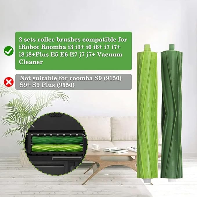 Replacement Parts accessories Compatible for iRobot Roomba i3 i3+ i4 i6 i6+ i7 i7+ i8 i8+/Plus E5 E6 E7 I,E &J Series Vacuum Cleaner,1 Set Rubber Brushes 4 HEPA Filters & 4 Side Brushes