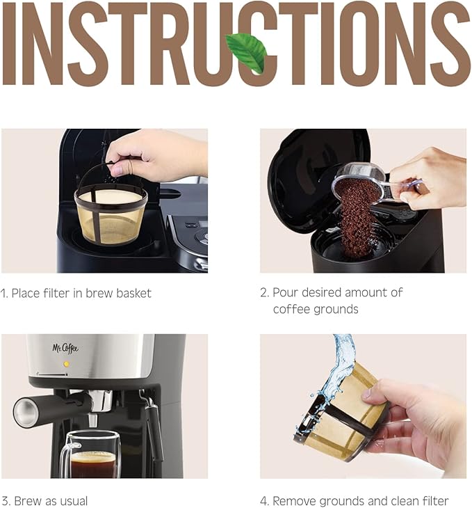 8-12 Cup Reusable Filter Basket With Closed Bottom Fits MrCoffee Coffee Maker and Brewer - Permanent Filter Replacement for Mr Coffee Gold Basket-Style Filters 1-Pack