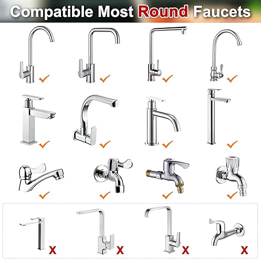 23 Pcs Sink Water Filter Faucet Set, Universal 360 ° Rotating Kitchen Faucet Water Purifier, Bathroom Faucet Filter Removes Chlorine Fluoride Hard Water for Home Kitchen w/20 Cartridge