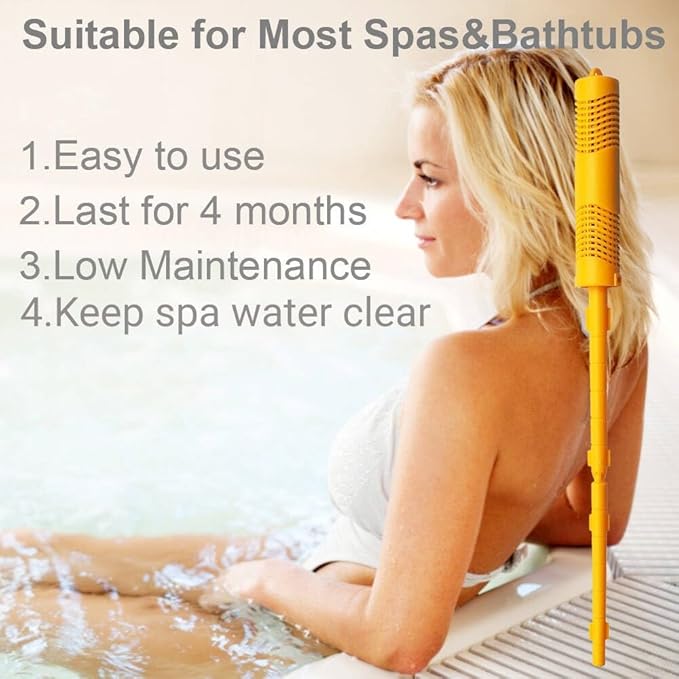 Spa in-Filter Mineral Sticks Parts for Hot Tub Filter Cartridge with 4 Months Lifetime Universal for Pool&Hot Tub to Keep Water Clear(Yellow,4PCS)