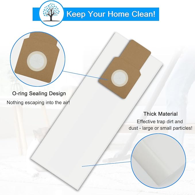 Type U/L/O Vacuum Bags for Kenmore 5068, 50688, 50690, 50105 Upright Vacuum, Style U, L, O Paper Bags for Miele Type Z, S170-S180, S183, S184, for Panasonic Type U-2, 8 Pack, with 1 Foam Filter