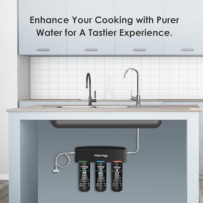 Waterdrop TSA 3-Stage Replacement Water Filter, Replacement for Waterdrop TSA & TSB & TSB-CM 3-stage Under Sink Water Filtration System, 2PP+GC