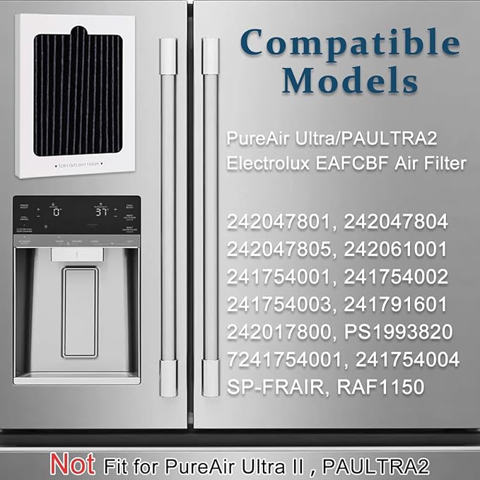 Refrigerator Air Filter Replacement for Frigidaire PAULTRA Pure Air Ultra & Electrolux EAFCBF, Compatible with Part # 242061001, 242047801, 242047804, 3-Pack