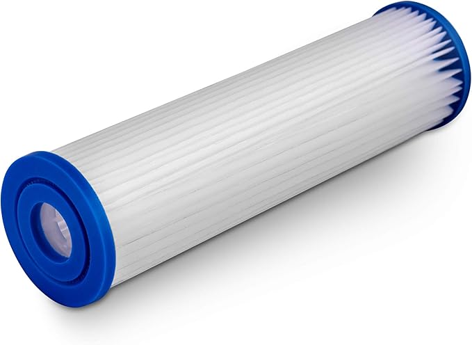 Pleated Sediment Water Filter Cartridge 9.87”x 2.5” Amplified Surface Area, Removes Sand, Dirt, Rust, Extended Filter Life WELL-MATCHED with WHKF-WHPL, 801-50, WB-50W, WFPFC3002, SPC-25-1050 (4 Pack)