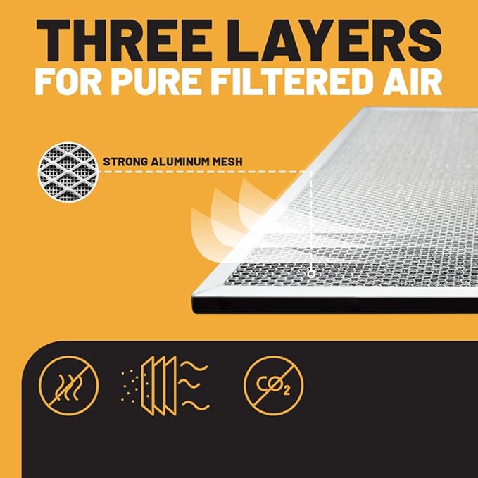 VNF 503 Range Hood Filter 10.5 x 8.75 Filter with 3 layers- Aluminum Range Hood Grease Compatible With Broan - 8 3/4" x 10 1/2" x 5/16" (2 Pack)