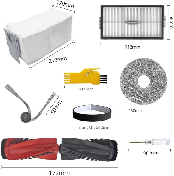 Saros 10R Accessories for roborock Saros 10R / Qrevo CurvX / G20S Ultra Robot Vacuum Cleaner 20 Packs 1 Main Brush, 2 Filters, 4 Side Brushes, 6 Mop Cloths, 6 Bags, 1 Bumper Stripe