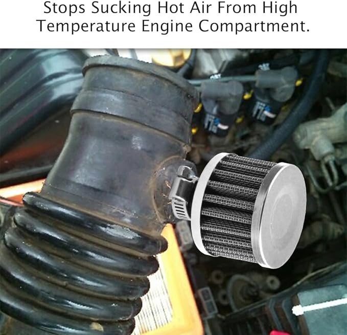 Breather Filter, Air Filter Valve Cover Breather, 12mm Mini Air Filter Vent Crankcase Breather, Air Filter Cold Air Intake Filter Breather, Car Accessories Universal for Car, Motorcycle