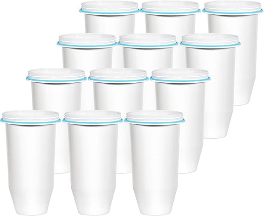 Upgraded 5-Stage Water Filter Replacement for Zero Pitcher & Dispenser, Reduces Lead, Chromium, PFOA & PFOS, Compatible with ZR-001, ZR-004, ZR-017, 12-Pack