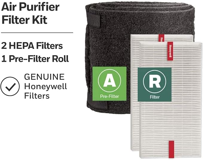 Honeywell HEPA Air Purifier Filter Value Kit – Includes 2 R HEPA Filters and 1 A Pre-Filter Roll with Cutting Template (Pack of 2)
