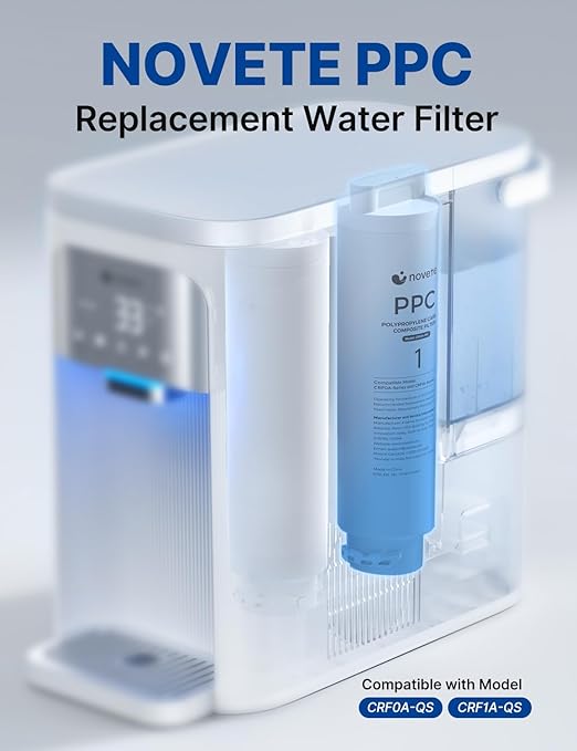 NOVETE CRF0A-PPC Countertop Water Filtration Replacement Filter, PPC Filter Cartridge, 6 Months, Compatible for CRF0A-QS, CRF1A-QS, CRF0A-Qi, CRF1A-Qi