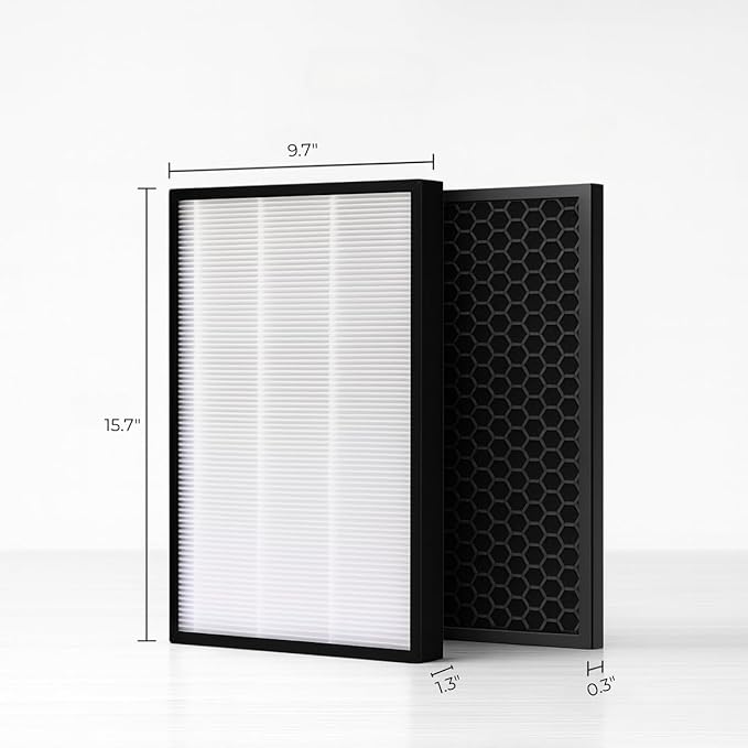 Nispira Replacement HEPA Carbon Filter Set Compatible with Panasonic Air Purifier Models F-ZXHP55Z, F-ZXHD55Z, F-PXH55A, F-VXH50A, F-PXM55A, F-PXH55C, True HEPA + Activated Carbon, 1 Set