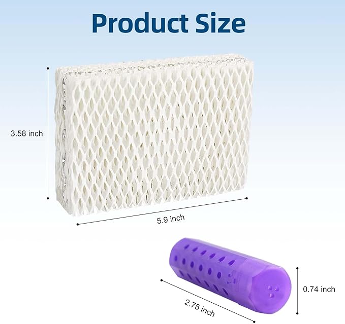 6 Pack WF813 Humidifier Filters Replacement for Equate Eqwf813 Eq-2119-Ul, Relion RCM-832 RCM-832N, ProCare PCCM-832N Cool Mist Humidifier Replacement Filter with 2 Pack Humidifier Tank Cleaners