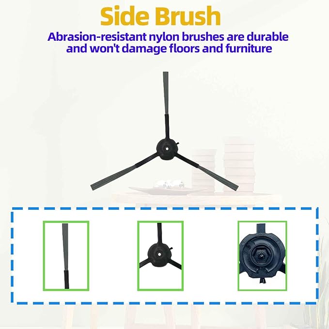 Replacement Parts Accessories Kit Compatible with XIEBro HR101/T8S Robot Vacuum Cleaner 1 Roller Brush, 4 Side Brushes, 4 Hepa Filters, 4 Mop Pad