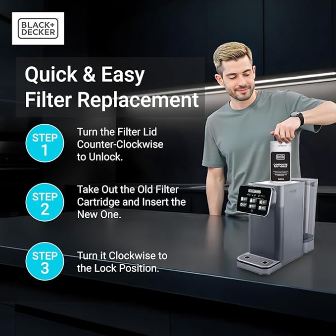 BLACK+DECKER Countertop Composite Cartridge, Reverse Osmosis Water Filter with 5 Stage Filtration System with UV, IAPMO R&T Tested, Platinum Sealed, and NSF/ANSI 58 Certified