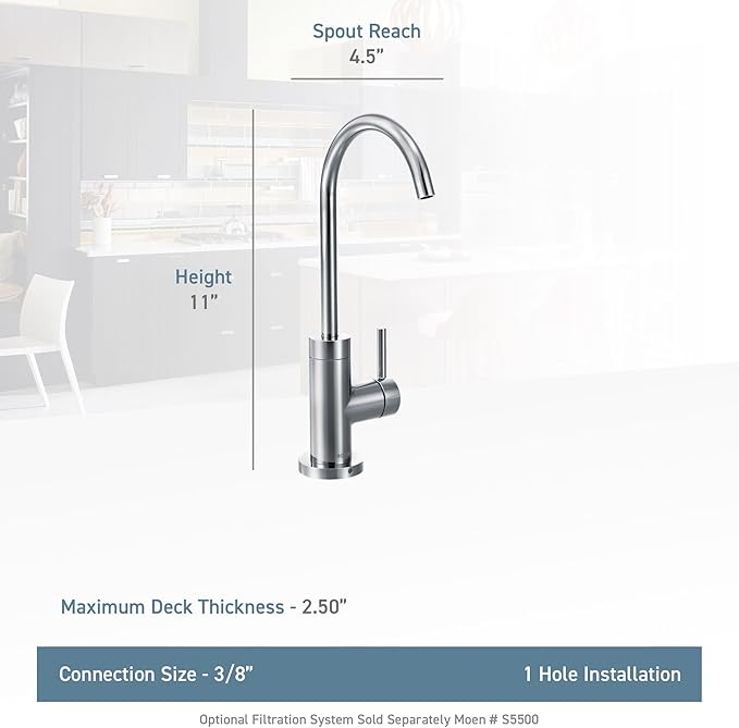 Moen Sip Traditional Cold Water Kitchen Beverage Faucet, Brushed Gold Finish, S5530BG