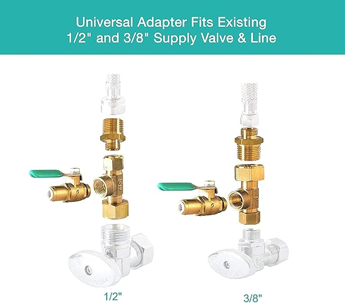 Metpure Ice Maker Fridge Installation Kit – 25' Feet x 3/8" OD Tubing for Appliance Water Line with Brass Stop Tee Connection and Valve for Quick Installation, 3/8" OD Fittings