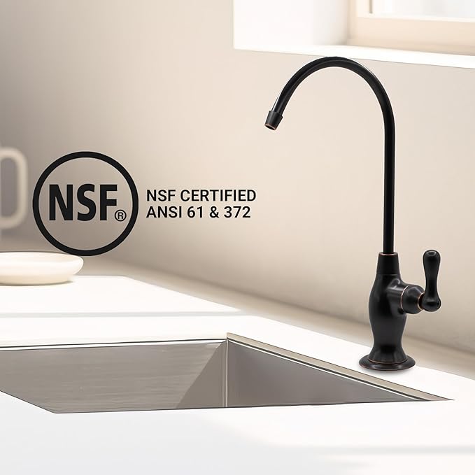 Metpure Non-airgap NSF Certified RO Faucet Reverse Osmosis Drinking Water Filtration System Water Dispenser Spout (Dark Oil Rubbed Bronze). Vase Style with Faucet Wrench.