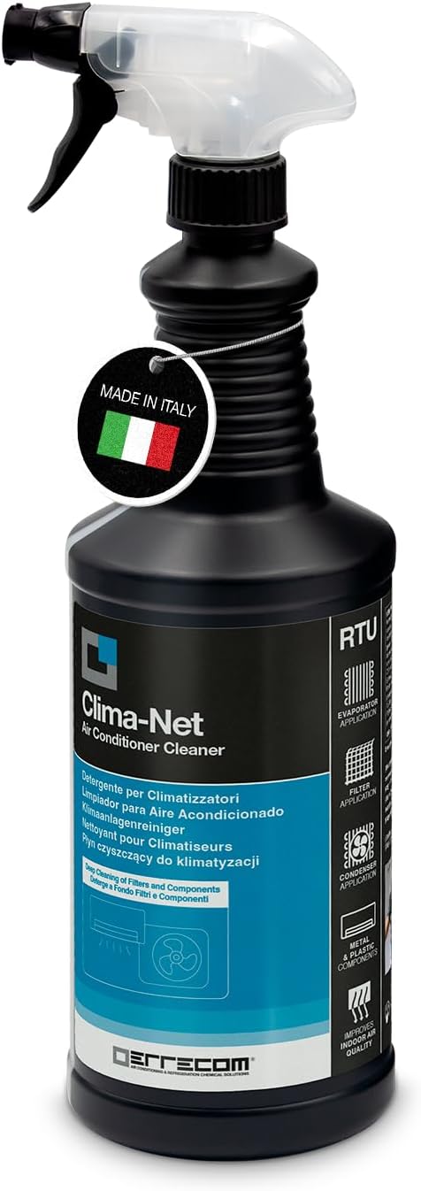 ERRECOM Clima-Net, 34 fl oz, Air Conditioner Cleaner for Central AC and Split AC, Cleans Air Ducts, AC Filters, Evaporator/Condenser Coils, Improves Airflow and Indoor Air Quality