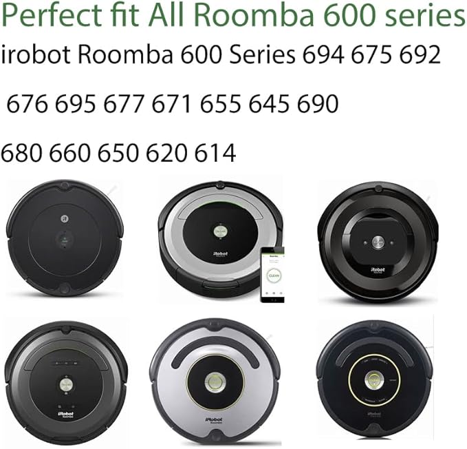 Replacement Parts Kit for irobot Roomba 600 Series 694 695 677 671 690 680 660 650 620 614 & 500 Series 595 585 564,2 Bristle & Beater Brushes, 6 Filters, 6 Side Brushes 1 Caster Wheel