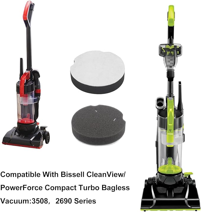 Replacement Filter Compatible with Bissell 3508 3437F 1520 2112 2690 21129 23T7 PowerForce Compact Upright Vacuum,Parts #1604896 (4 Pack)