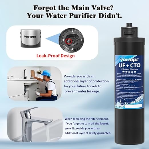 Vortopt Q5-UF-M Under Sink Water Filter System,Reduces Chlorine,Lead,Bad Taste & Odor,Under Counter Water Filter Direct Connect to Kitchen Faucets,NSF/ANSI 372/42 Certified,1.5 Year.