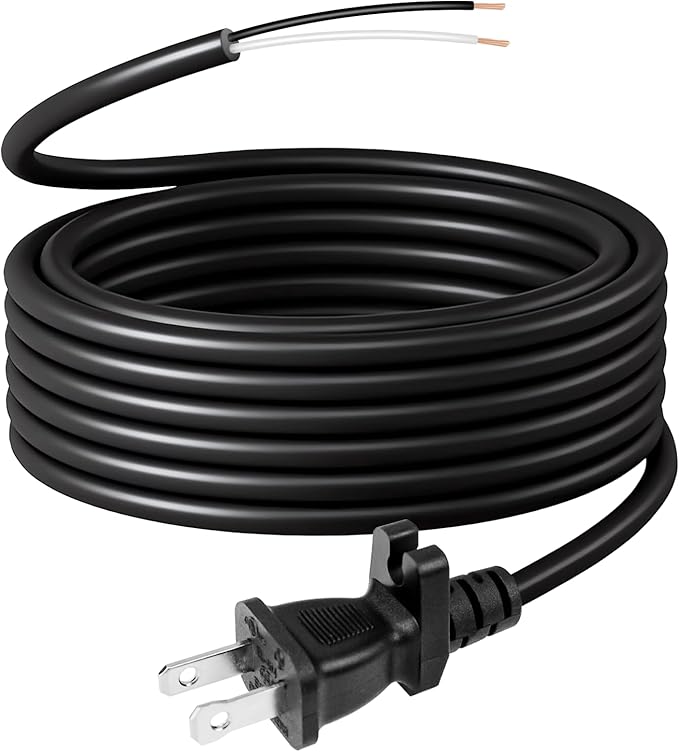 HASMX 30ft Extra Length 18/2 Replacement Vacuum Cleaner Power Cord for All Upright Vacuum Cleaner for Shark Eureka Sanitaire Bissell Vacuum Replaces Old Damaged 2-Prong Power Cord - Black Color