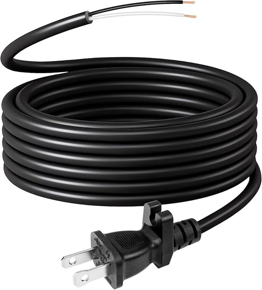 HASMX 30ft Extra Length 18/2 Replacement Vacuum Cleaner Power Cord for All Upright Vacuum Cleaner for Shark Eureka Sanitaire Bissell Vacuum Replaces Old Damaged 2-Prong Power Cord - Black Color