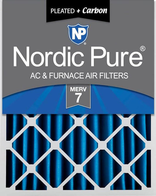 Nordic Pure 20x25x4 (Actual Size: 19 1/2 x 24 1/2 x 3 5/8) Pleated Air Filters MERV 7 Plus Carbon 1 Pack