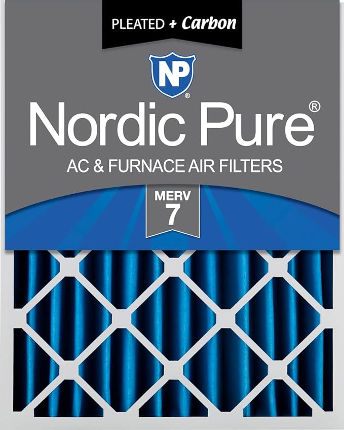 Nordic Pure 20x24x4 (Actual Size: 19 3/8 x 23 3/8 x 3 5/8) Pleated Air Filters MERV 7 Plus Carbon 1 Pack
