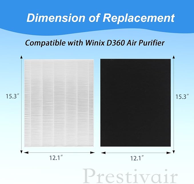 D360 Replacement Filters Kit True HEPA Filter Compatible with Winix D360 Air Purifier, Number 1712-0101-02 1 True HEPA + 4 Activated Carbon Filters