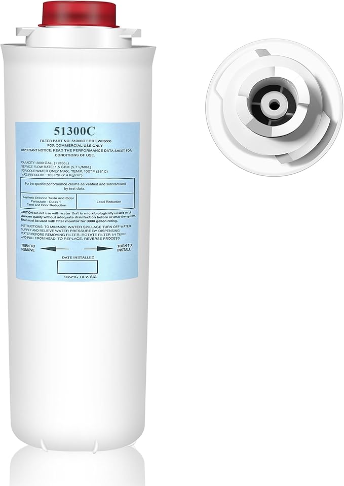 51300C Filters, Replacement for Elkay 51300C EWF3000 Filter By NSF/ANSI 42 Certified,Compatible with Ezh2o Filter Replacement Bottle Stations, 51300C 3000 Gallon (No Chip)