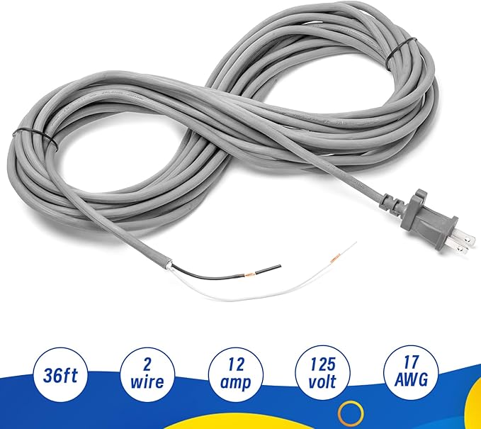 36ft Power Cord Compatible with Shark Navigator Lift-Away Upright Vacuum Cleaner Pro NV355 NV356 NV357 UV400 UV540 NV36 NV60 NV80 NV360 NV370 Rotator Lift-Away NV501 NV502 NV450 NV402