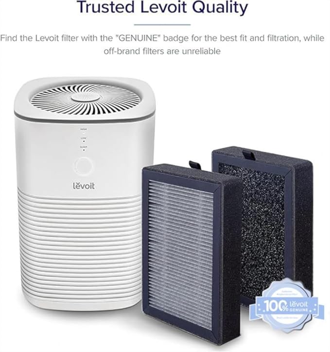 LEVOIT LV-H128 Air Purifier Replacement Filter, Genuine LV-H128-RF Air Filters, Capture Dust Smoke Pollen, Activated Carbon, 3-Stage Filtration System, 2 Piece Set, 2 Pack