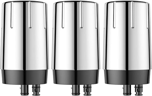 Fil-Fresh 3-Pack Water Filter Replacement for Brita® Faucet Filtration System, NSF Certified to Reduce Chlorine, BPA-Free, Lasts 4-Months or 100 Gallons, Chrome