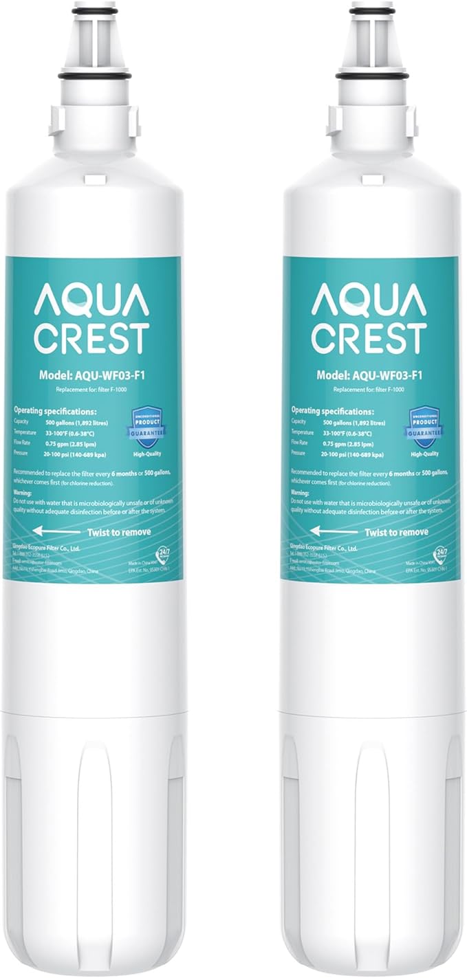 AQUACREST F-1000, 4204490 Filter, Replacement for InSinkErator® F-1000 F-2000 F-3000 Sub-Zero 4204490, 4290510 and AquaPure AP Easy C-Complete, Sub Zero Water Filter Replacement, NSF/ANSI 42, 2 Packs