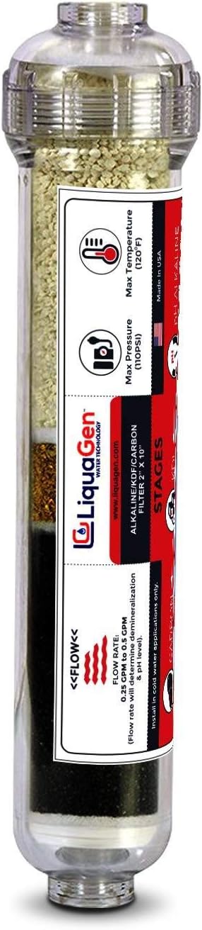 ALKALINE/ KDF/CARBON DRINKING RO WATER FILTER INLINE 10'x 2' and 2 ELBOWS